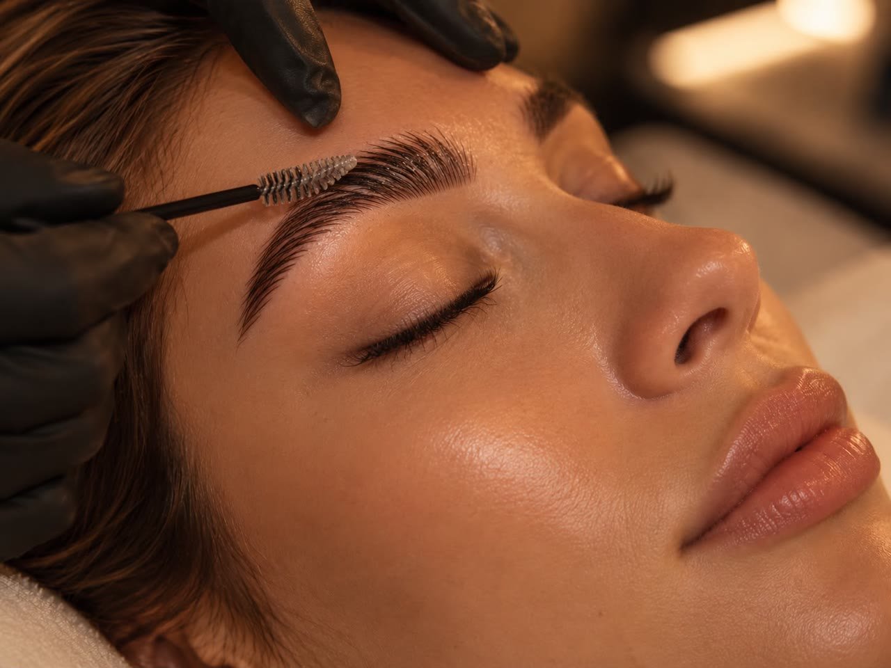 Brow Lifting: Die Brauen werden mit einem Bürstchen in Form gelegt